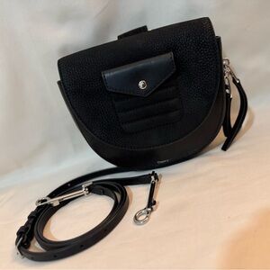 Theory Black Textured Leather Crossbody Bag